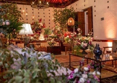 Vista panorâmica da mesa de bolo